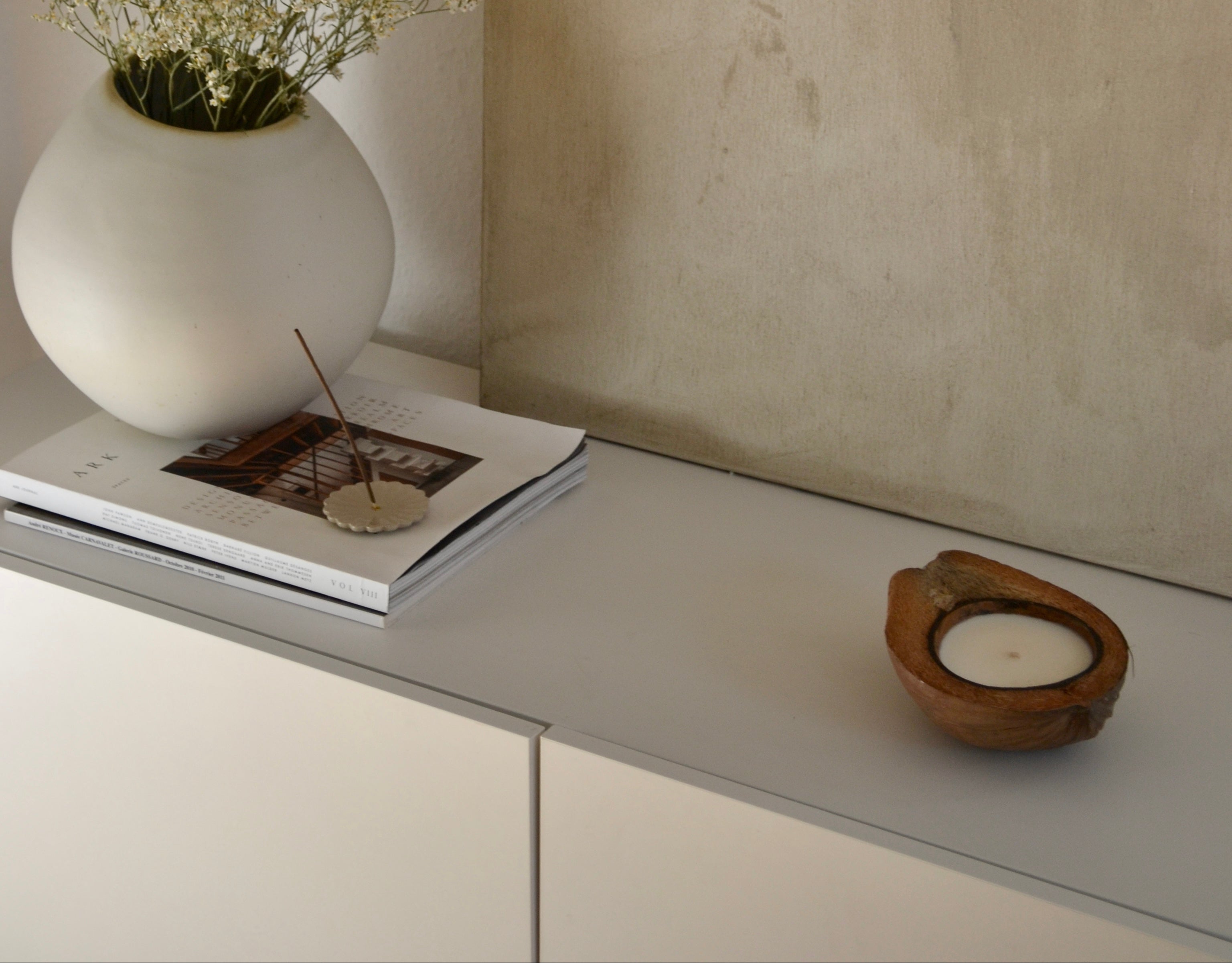 Kerze Kokosnuss Schale mit Sojawachs