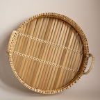 Tablett aus Bambus in Natur mit Griffen